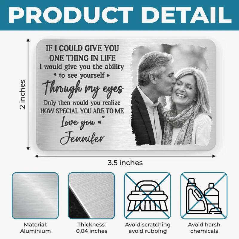 Custom Photo Aluminum Wallet Card - Personalized Anniversary Wedding Gifts For Husband And Wife, Him And Her - You Make My World Gentle