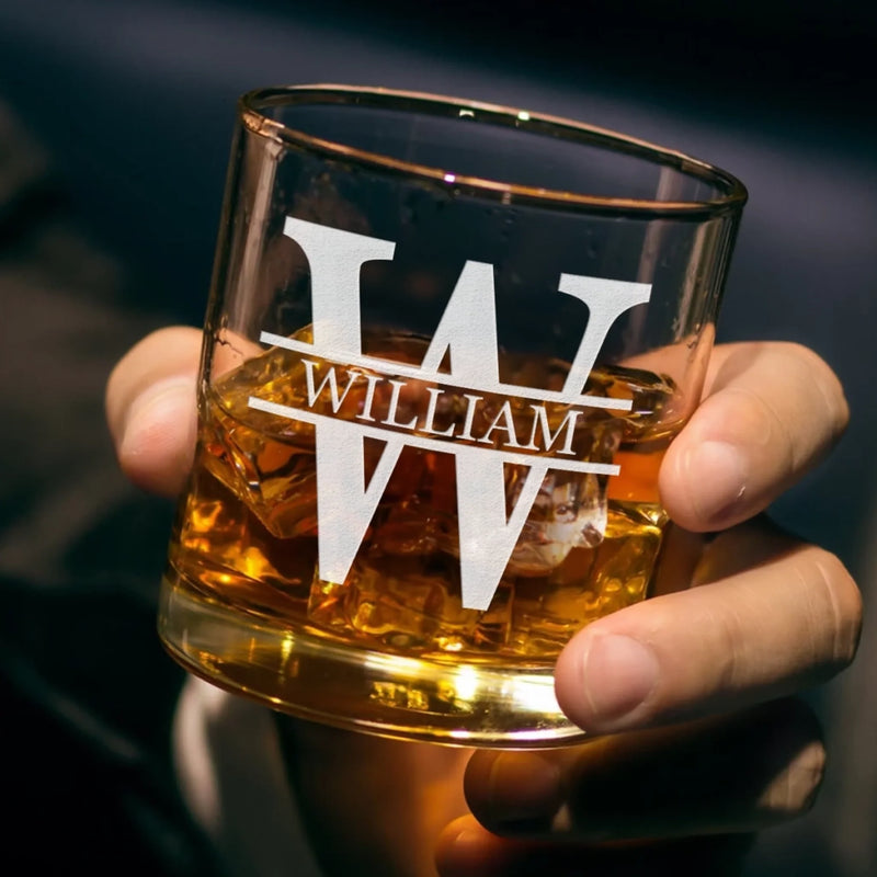 Custom Whiskey Glass With Bottom And Side Engraving - Personalized Anniversary Wedding Gifts For Husband And Wife, Him And Her - Love Aged To Perfection