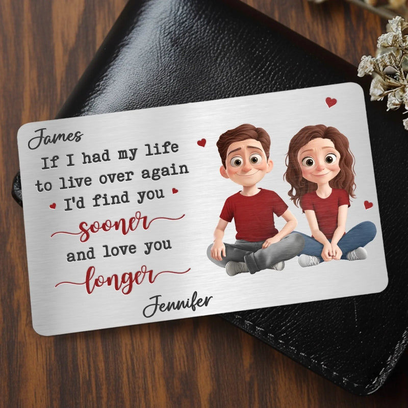 Custom Aluminum Wallet Card - Personalized Anniversary Wedding Gifts For Husband And Wife, Him And Her - Our Hearts Move As One