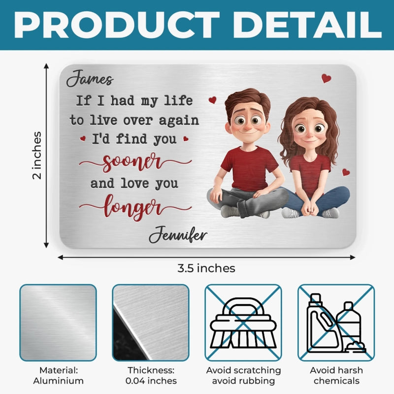 Custom Aluminum Wallet Card - Personalized Anniversary Wedding Gifts For Husband And Wife, Him And Her - Our Hearts Move As One