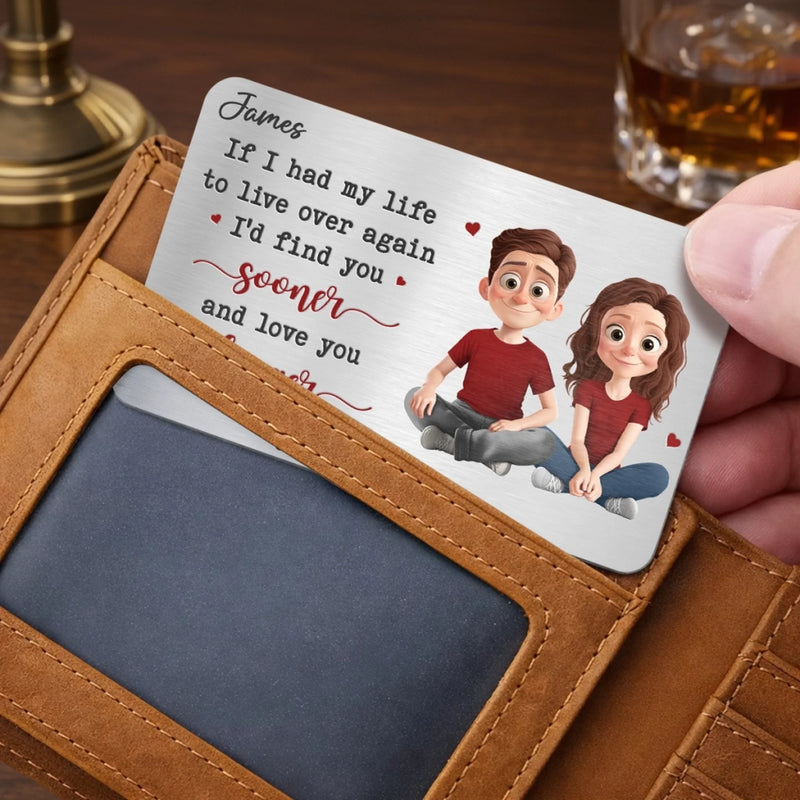 Custom Aluminum Wallet Card - Personalized Anniversary Wedding Gifts For Husband And Wife, Him And Her - Our Hearts Move As One