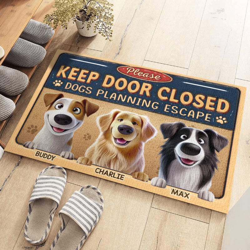 Custom 3D Inflated Effect Printed Home Decor Decorative Mat - Personalized Birthday Gifts For Dog Lovers, Dog Dad And Mom - Dogs Inside, Freedom On Standby