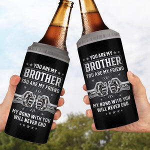 Custom 4 In 1 Can Cooler Tumbler - Personalized Birthday Gifts For Brother - Bound By Blood, Backed By Trust