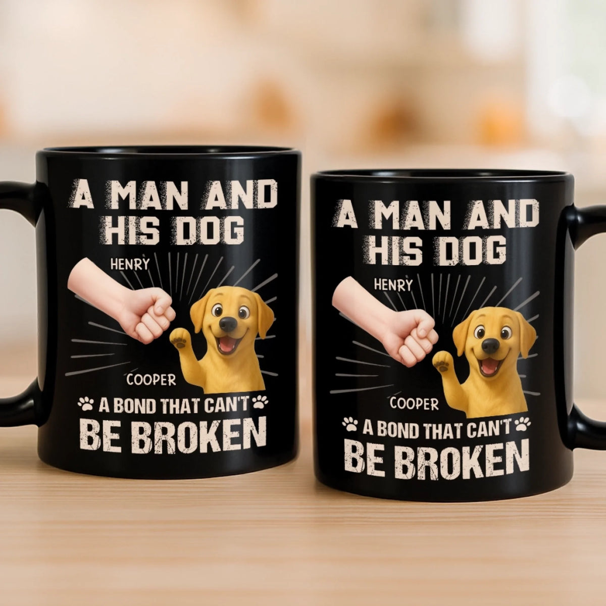 Custom Black Mug - Personalized Birthday Gifts For Dog Cat Lovers, Dog Dad And Mom, Cat Owners - Fur Makes Me Happy