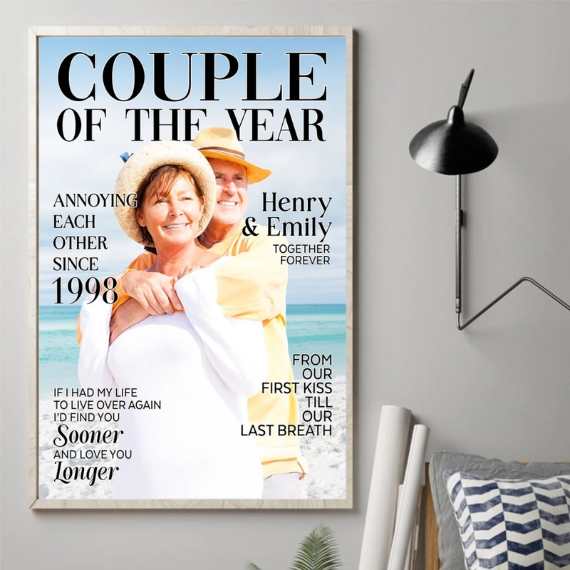 Custom Photo Vertical Poster - Personalized Anniversary Wedding Gifts For Husband And Wife, Him And Her - Side By Side Feels Safe