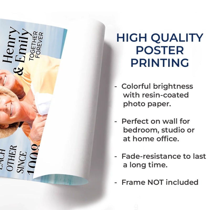 Custom Photo Vertical Poster - Personalized Anniversary Wedding Gifts For Husband And Wife, Him And Her - Side By Side Feels Safe