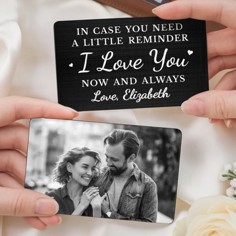 Custom Photo Metal Wallet Card - Personalized Anniversary Wedding Gifts For Husband And Wife, Him And Her - Together Feels Calm And True