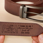 Custom Double-Sided Engraved Leather Belt - Personalized Anniversary Wedding Gifts For Husband And Wife, Him And Her - Always Think Of Me