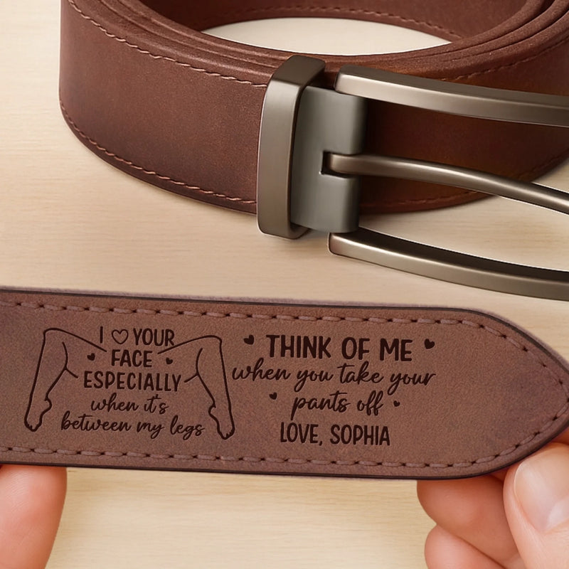 Custom Double-Sided Engraved Leather Belt - Personalized Anniversary Wedding Gifts For Husband And Wife, Him And Her - Always Think Of Me