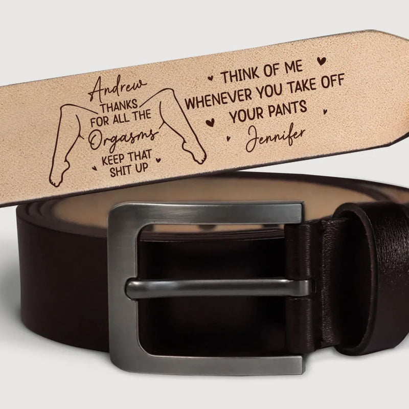 Custom Engraved Leather Belt - Personalized Anniversary Wedding Gifts For Husband And Wife, Him And Her - Love That Moves With Time