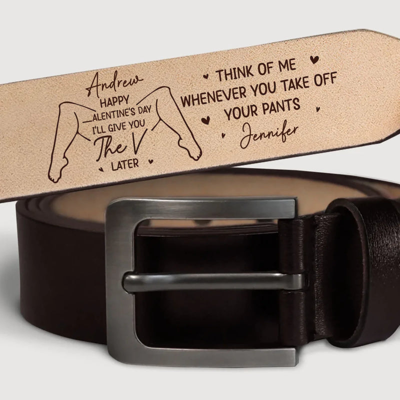 Custom Engraved Leather Belt - Personalized Anniversary Wedding Gifts For Husband And Wife, Him And Her - We Fit Without Trying