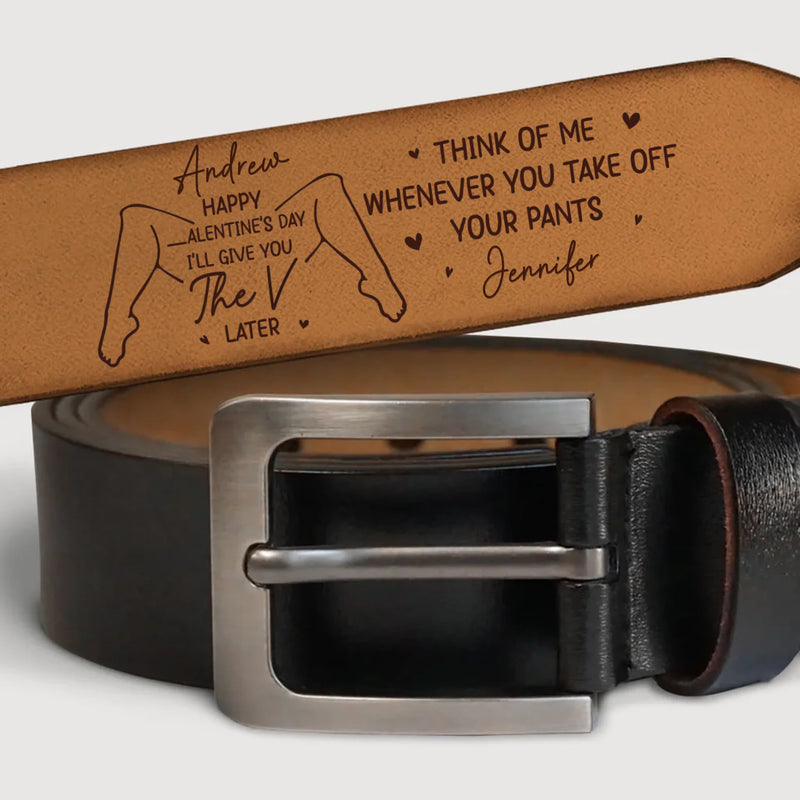 Custom Engraved Leather Belt - Personalized Anniversary Wedding Gifts For Husband And Wife, Him And Her - We Fit Without Trying