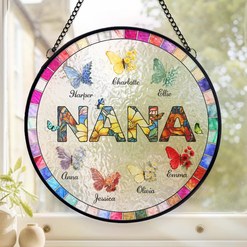 Custom Stained Glass Window Hanging Suncatcher - Personalized Mother's Day Gifts For Mom, Grandma - A Garden Of Love In Every Color