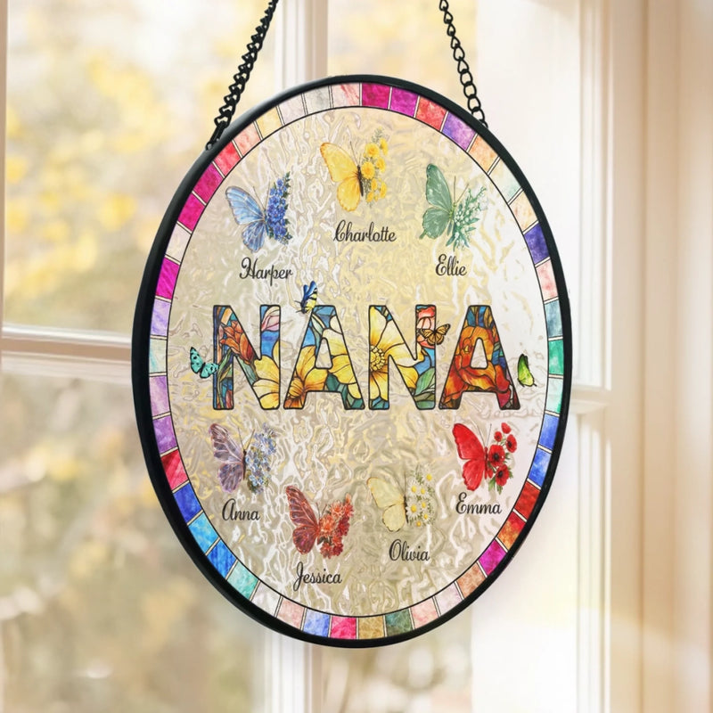 Custom Stained Glass Window Hanging Suncatcher - Personalized Mother's Day Gifts For Mom, Grandma - A Garden Of Love In Every Color