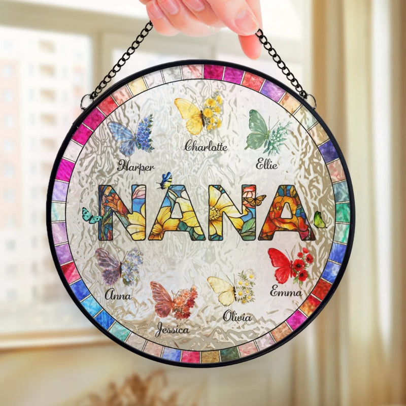 Custom Stained Glass Window Hanging Suncatcher - Personalized Mother's Day Gifts For Mom, Grandma - A Garden Of Love In Every Color