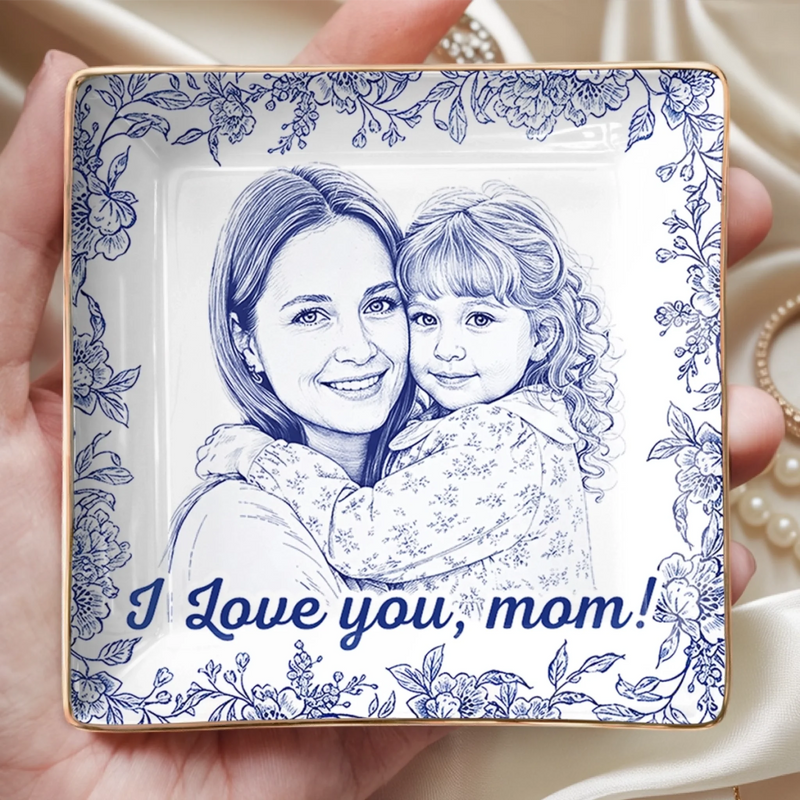Custom Photo Full-Print Jewelry Dish - Personalized Mother's Day Gifts For Mom, Grandma - Holding Memories Close