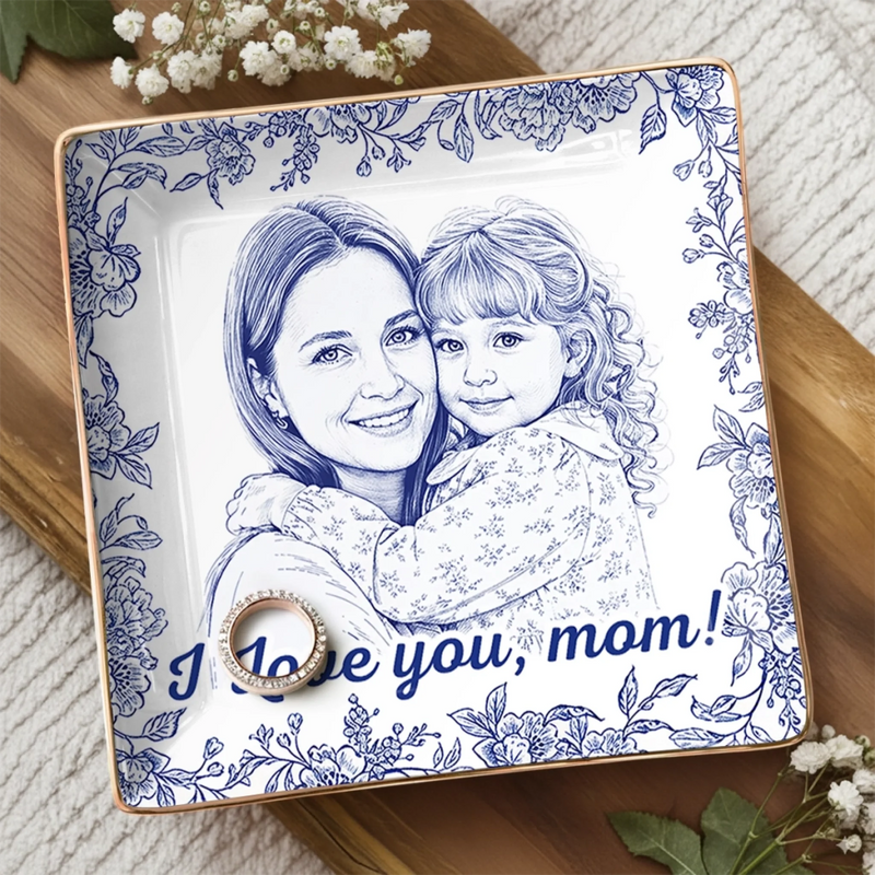 Custom Photo Full-Print Jewelry Dish - Personalized Mother's Day Gifts For Mom, Grandma - Holding Memories Close
