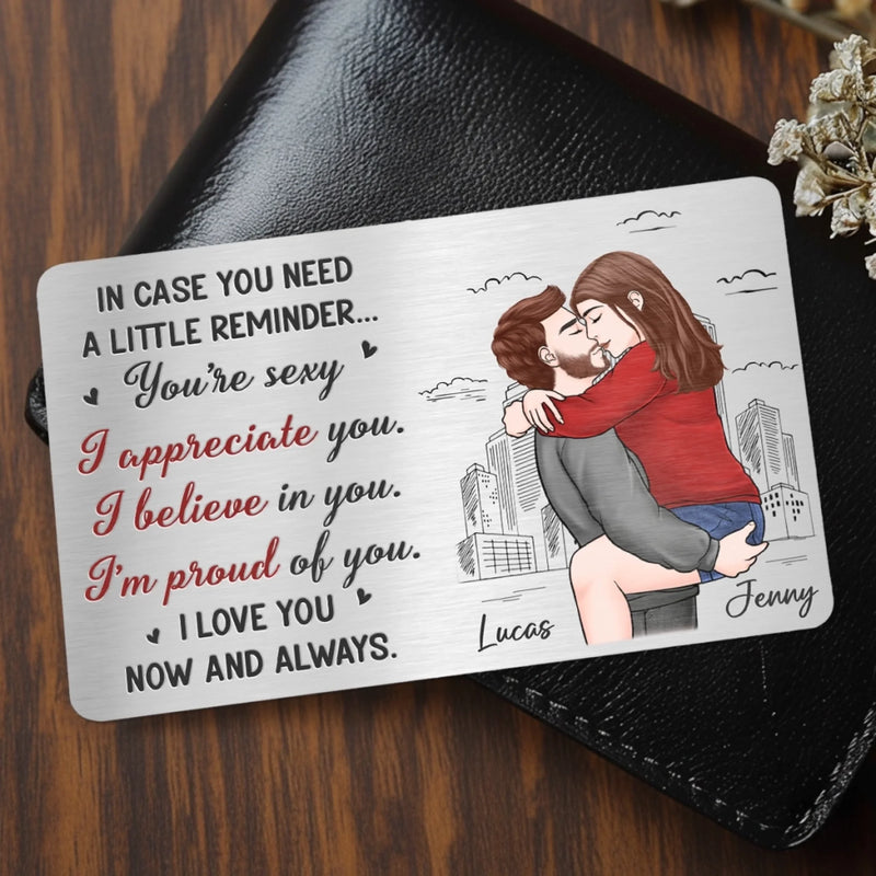 Custom Aluminum Wallet Card - Personalized Anniversary Wedding Gifts For Husband And Wife, Him And Her - You And Me Feels Natural