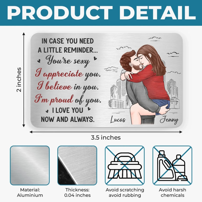 Custom Aluminum Wallet Card - Personalized Anniversary Wedding Gifts For Husband And Wife, Him And Her - You And Me Feels Natural