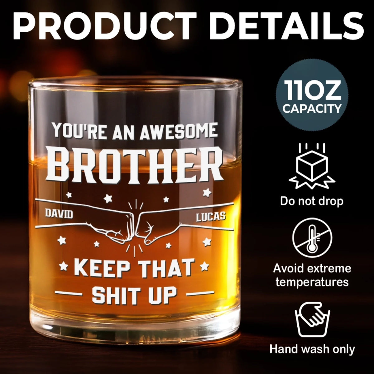 Custom Whiskey Glass - Personalized Birthday Gifts For Brother - For The Brother Who Gets It