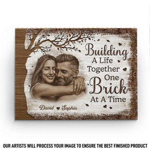 Building Brick Blocks I'm Yours, Forever Flawed - Couple Personalized Custom Vertical Rectangle Shaped Gift For Husband Wife Anniversary Custom Photo Legos