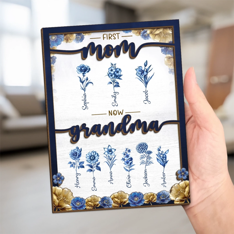 Custom 2-Layered Wooden Plaque - Personalized Mother's Day Gifts For Mom, Grandma - Timeless Love Blooms
