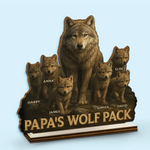Papa Leads We Follow - Family Personalized Custom Shaped 2-Layered Wooden Plaque With Flat Stand - Father's Day, House Warming Gift For Dad, Grandpa