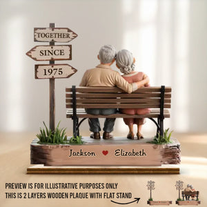 Together Is My Favorite Place To Be - Couple Personalized Custom Shaped 2-Layered Wooden Plaque With Flat Stand - House Warming Gift For Husband Wife, Anniversary