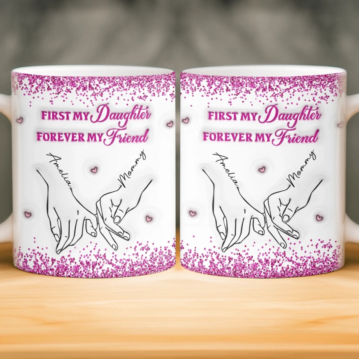 Custom 3D Inflated Effect Printed Mug - Personalized Birthday Gifts For Mom, Daughter - Loved More Than Coffee
