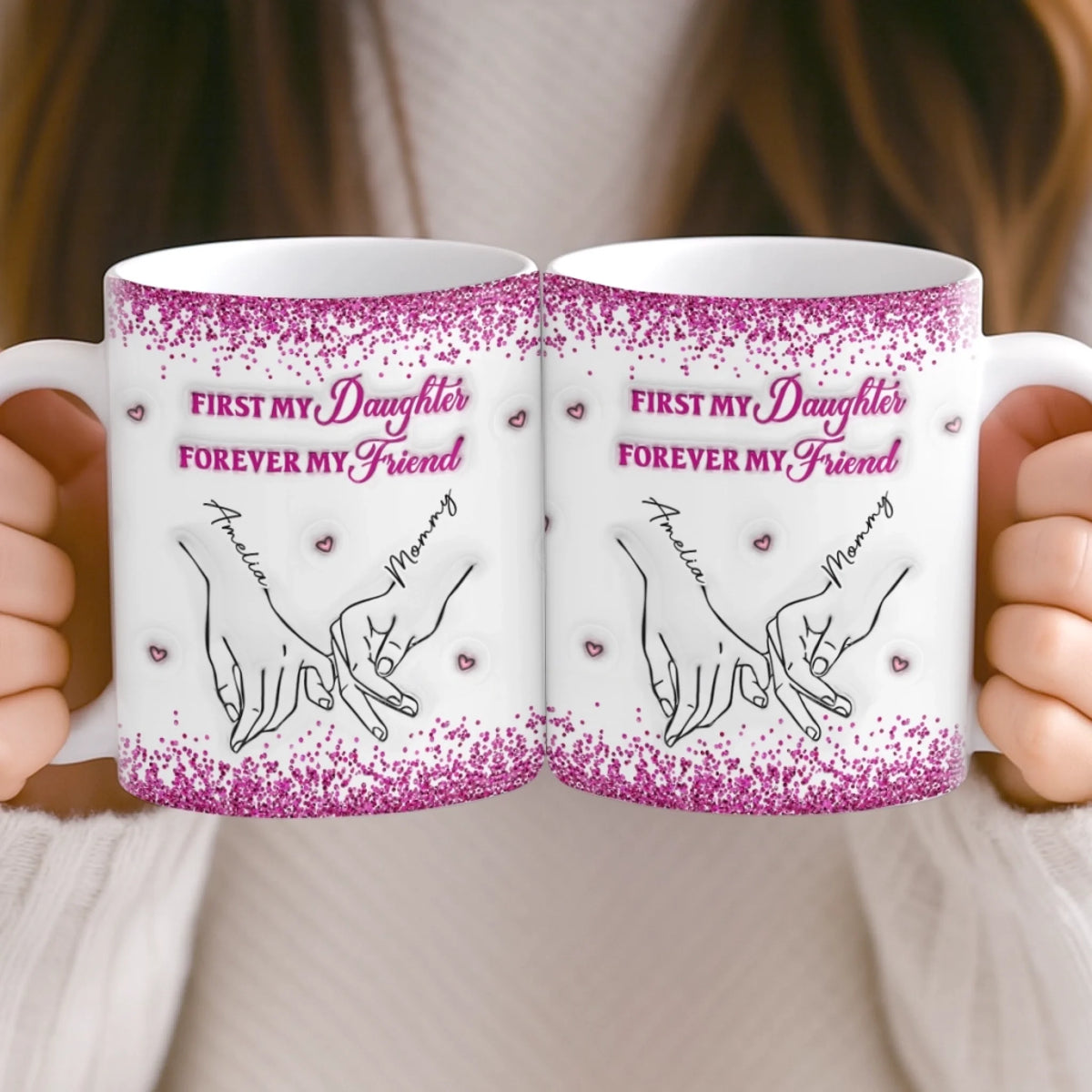 Custom 3D Inflated Effect Printed Mug - Personalized Birthday Gifts For Mom, Daughter - Loved More Than Coffee