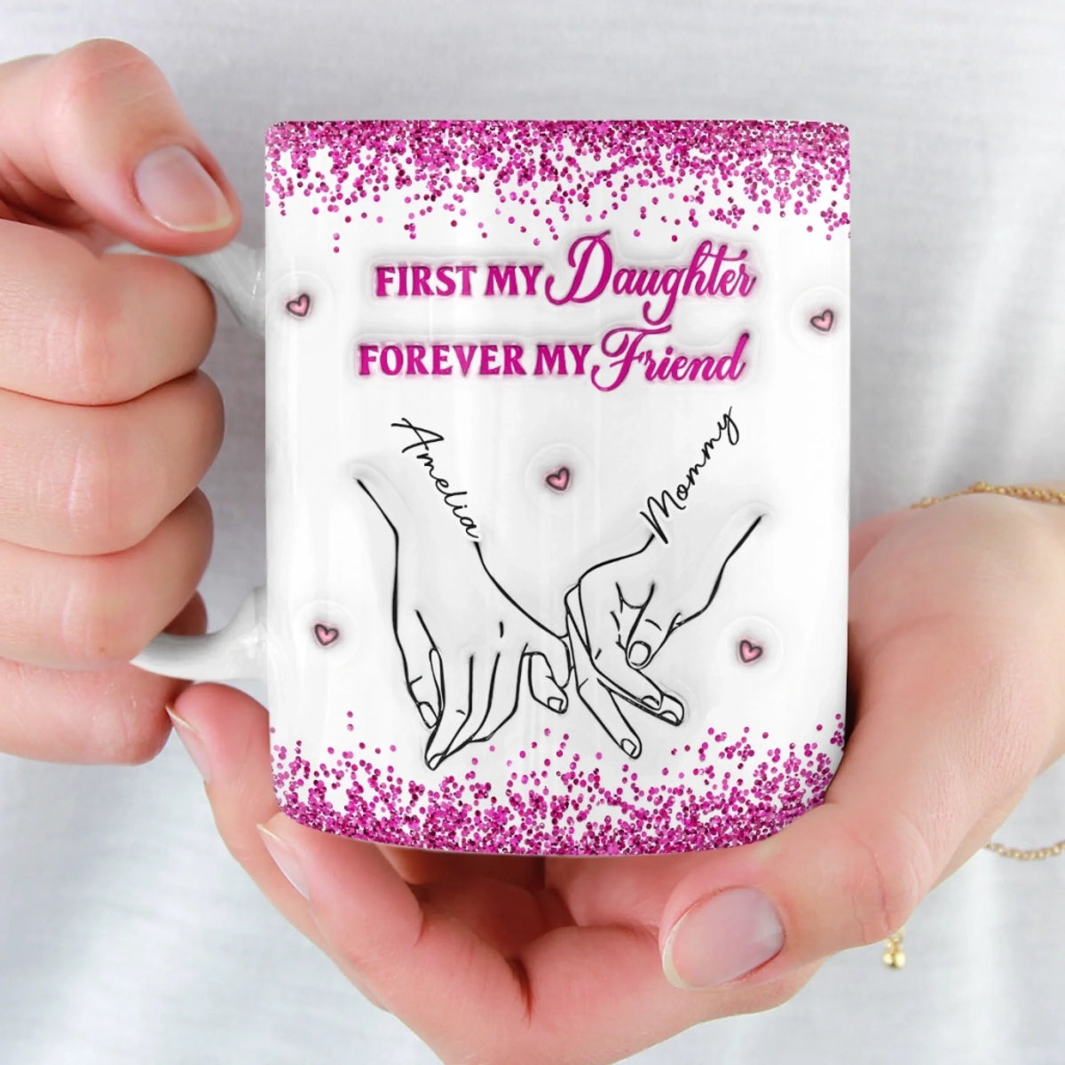 Custom 3D Inflated Effect Printed Mug - Personalized Birthday Gifts For Mom, Daughter - Loved More Than Coffee