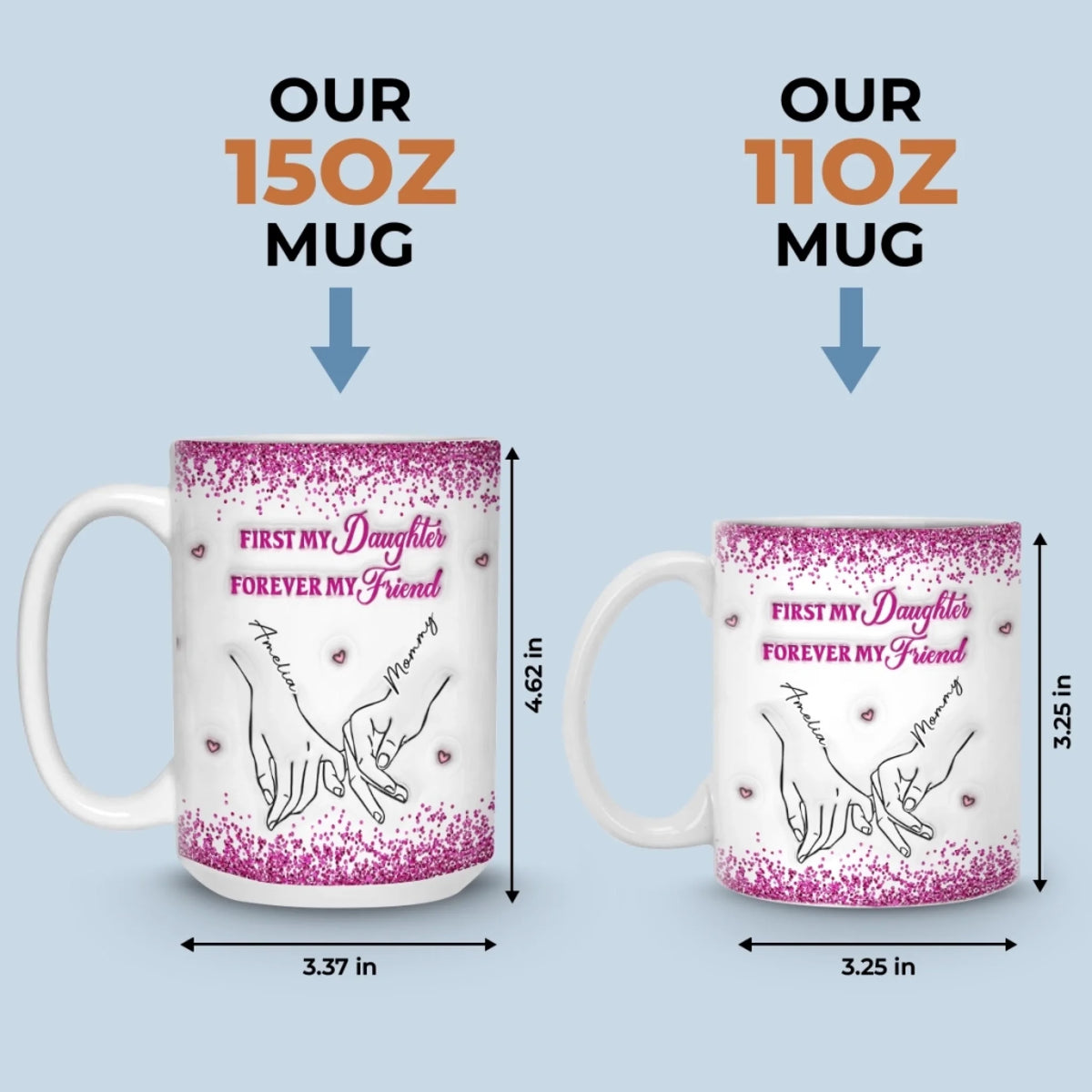 Custom 3D Inflated Effect Printed Mug - Personalized Birthday Gifts For Mom, Daughter - Loved More Than Coffee