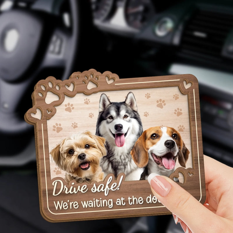 Custom Photo Car Visor Clip - Personalized Birthday Gifts For Dog Cat Lovers, Dog Dad And Mom, Cat Owners - Drive Safe, Your Pups Are Waiting