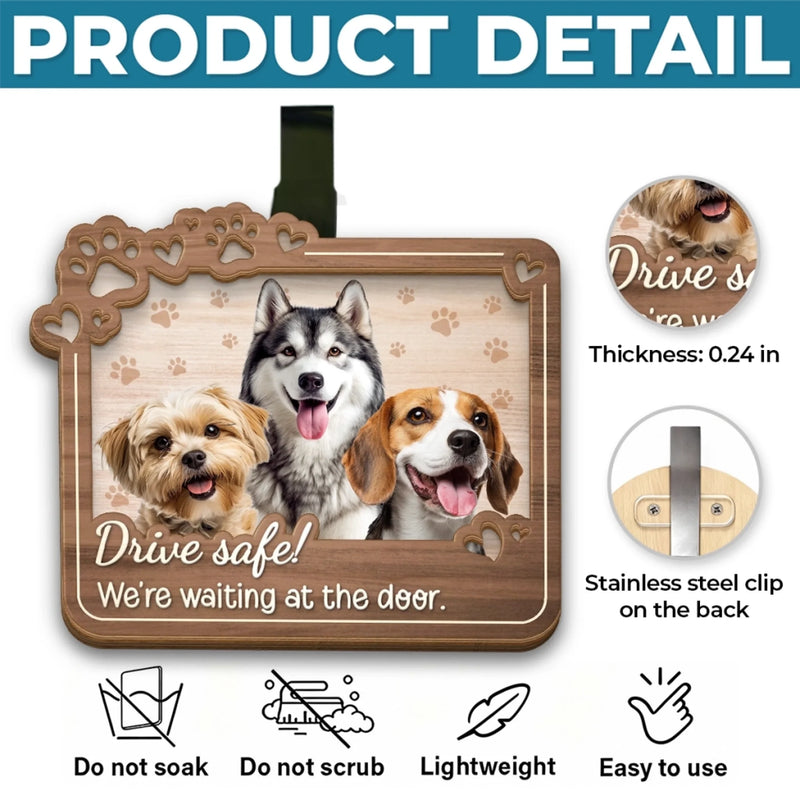 Custom Photo Car Visor Clip - Personalized Birthday Gifts For Dog Cat Lovers, Dog Dad And Mom, Cat Owners - Drive Safe, Your Pups Are Waiting