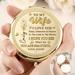 Custom Compact Mirror - Personalized Anniversary Wedding Gifts For Husband And Wife, Him And Her - Chosen With Love