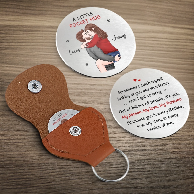 Custom Pocket Hug - Personalized Anniversary Wedding Gifts For Husband And Wife, Him And Her - Side By Side We Rise
