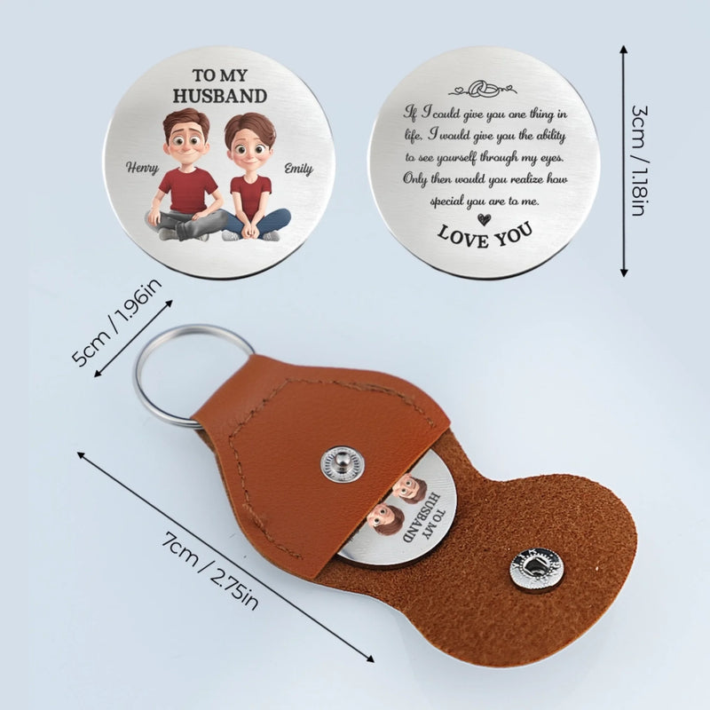 Custom Pocket Hug - Personalized Anniversary Wedding Gifts For Husband And Wife, Him And Her - Love Moves Gently With Us