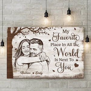 Custom Photo Horizontal Poster, Canvas - Personalized Anniversary Wedding Gifts For Husband And Wife, Him And Her - Happily Ever After