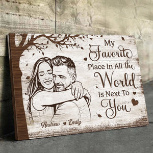 Custom Photo Horizontal Poster, Canvas - Personalized Anniversary Wedding Gifts For Husband And Wife, Him And Her - Happily Ever After