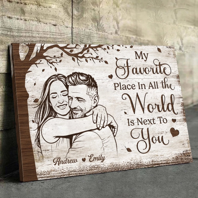 Custom Photo Horizontal Poster, Canvas - Personalized Anniversary Wedding Gifts For Husband And Wife, Him And Her - Happily Ever After