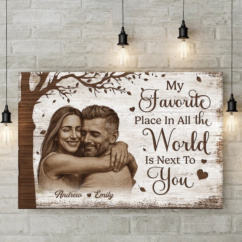 Custom Photo Horizontal Poster, Canvas - Personalized Anniversary Wedding Gifts For Husband And Wife, Him And Her - My World Feels Complete