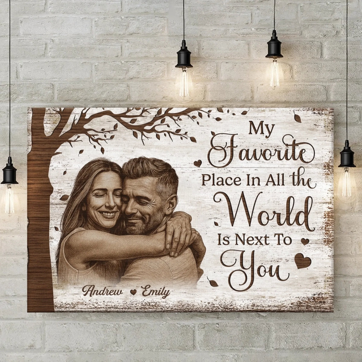 Custom Photo Horizontal Poster, Canvas - Personalized Anniversary Wedding Gifts For Husband And Wife, Him And Her - My World Feels Complete