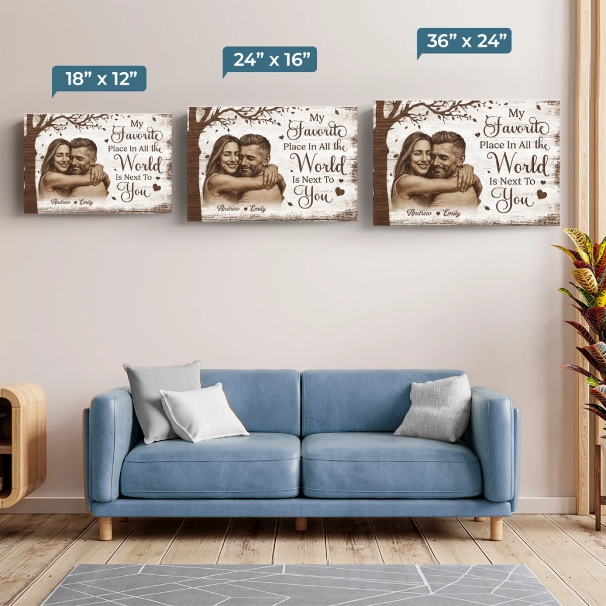 Custom Photo Horizontal Poster, Canvas - Personalized Anniversary Wedding Gifts For Husband And Wife, Him And Her - My World Feels Complete