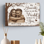Custom Photo Horizontal Poster, Canvas - Personalized Anniversary Wedding Gifts For Husband, Wife, Couple - My World Feels Complete