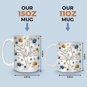 Custom 3D Inflated Effect Printed Mug - Personalized Mother's Day Gifts For Mom, Grandma - Hands Linked By Love