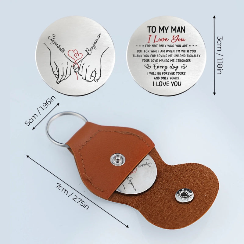 Custom Pocket Hug - Personalized Anniversary Wedding Gifts For Husband And Wife, Him And Her - Together Feels Calm And Right
