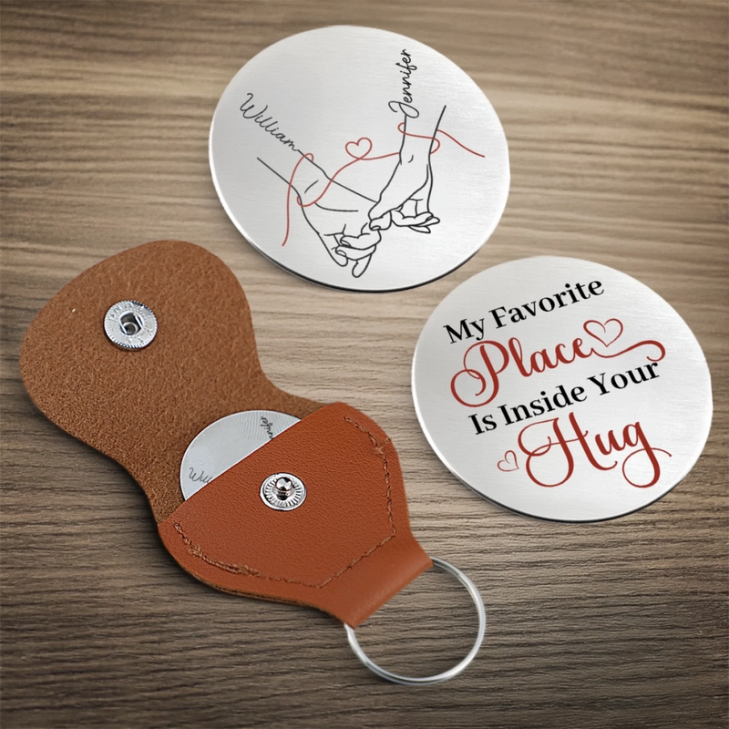 Custom Pocket Hug - Personalized Anniversary Wedding Gifts For Husband And Wife, Him And Her - With You I Feel Home