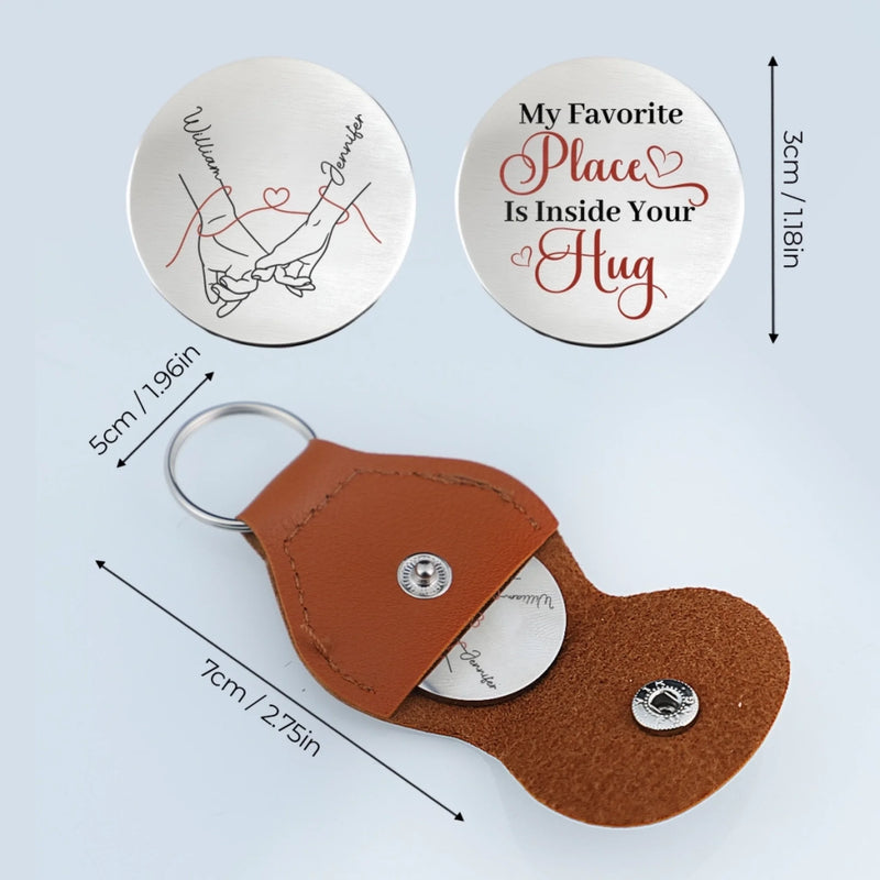 Custom Pocket Hug - Personalized Anniversary Wedding Gifts For Husband And Wife, Him And Her - With You I Feel Home