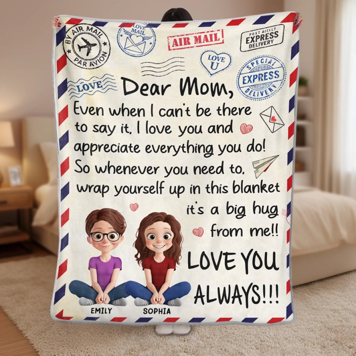 Custom Blanket - Personalized Mother's Day Gifts For Mom, Grandma - A Hug From Me