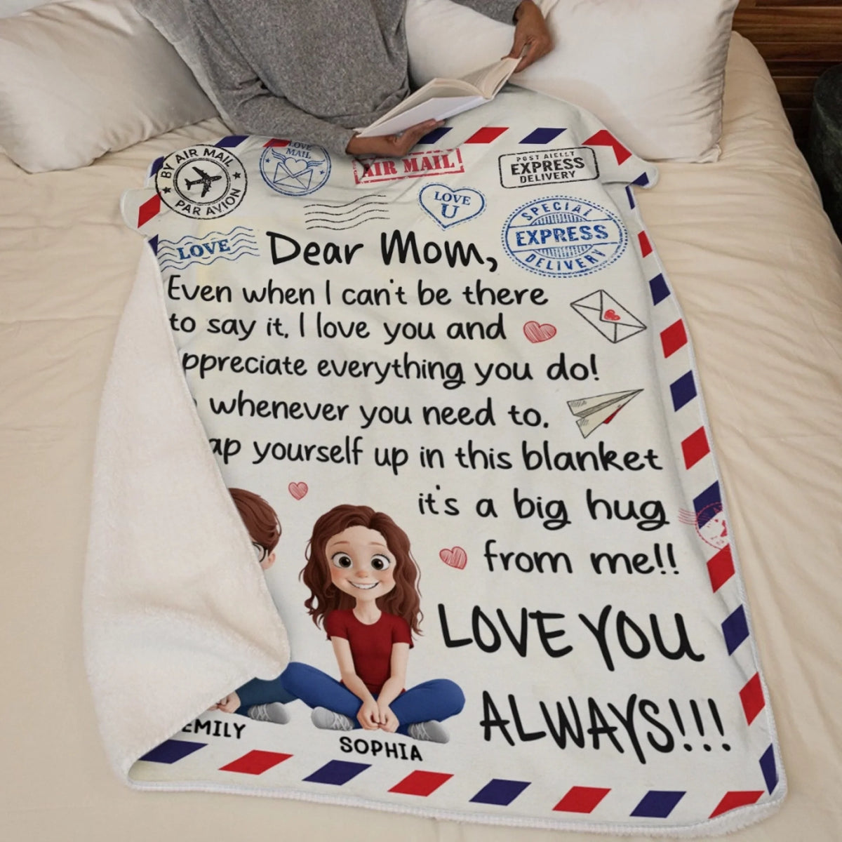Custom Blanket - Personalized Mother's Day Gifts For Mom, Grandma - A Hug From Me